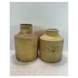 LOT OF 2 PRIMITIVE STONEWARE CROCK PICKLE JARS