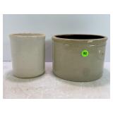 LOT OF 2 PRIMITIVE STONEWARE CROCKS