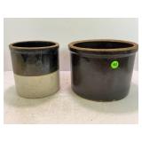 LOT OF 2 PRIMITIVE STONEWARE CROCKS