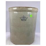 5 GALLON CROWN PRIMITIVE STONEWARE CROCK