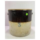 3 GALLON PRIMITIVE STONEWARE CROCK