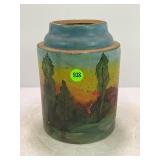 2 QT HAND PAINTED STONEWARE CROCK CANNING JAR
