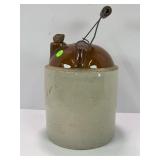 ONE GALLON PRIMITIVE STONEWARE CROCK WHISKEY JUG