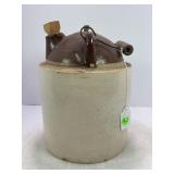 2 GALLON PRIMITIVE STONEWARE CROCK WHISKEY JUG