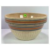 BANDED PRIMITIVE STONEWARE CROCK 9" BOWL