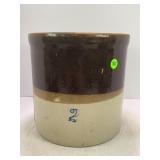 2 GALLON PRIMITIVE STONEWARE CROCK
