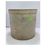 2 GALLON CROWN PRIMITIVE STONEWARE CROCK