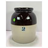 2 GALLON PRIMITIVE STONEWARE CROCK CANNING JAR