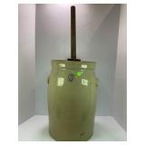 6 GALLON PRIMITIVE STONEWARE CROCK BUTTER CHURN