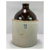 TWO GALLON PRIMITIVE STONEWARE CROCK WHISKEY JUG