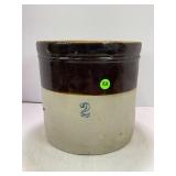 2 GALLON PRIMITIVE STONEWARE CROCK