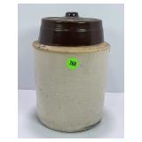 2 QUART PRIMITIVE STONEWARE CROCK CANNING JAR WITH