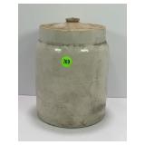 2 QUART PRIMITIVE STONEWARE CROCK CANNING JAR WITH
