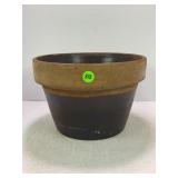 9" X 6 1/2" PRIMITIVE STONEWARE CROCK PLANTER
