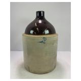 2 GALLON PRIMITIVE STONEWARE CROCK WHISKEY JUG