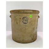 3 GALLON PRIMITIVE STONEWARE CROCK