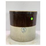 3 GALLON HEART PRIMITIVE STONEWARE CROCK