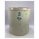 5 GALLON ANCHOR PRIMITIVE STONEWARE CROCK