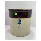 2 GALLON PRIMITIVE STONEWARE CROCK