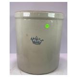 5 GALLON CROWN PRIMITIVE STONEWARE CROCK