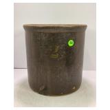 2 GALLON PRIMITIVE STONEWARE CROCK