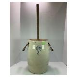 THREE GALLON INDIAN HEAD STONEWARE CROCK BUTTER