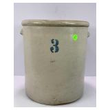 THREE GALLON PRIMITIVE STONEWARE CROCK