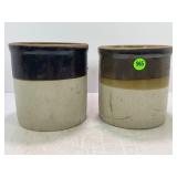 LOT OF 2 1/2 GALLON PRIMITIVE STONEWARE CROCKS
