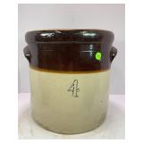 4 GALLON CROWN PRIMITIVE STONEWARE CROCK