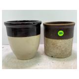 LOT OF 2 PRIMITIVE STONEWARE CROCKS