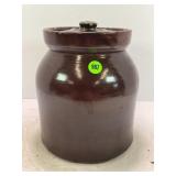 PRIMITIVE STONEWARE CROCK CANNING JAR WITH LID