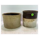 LOT OF 2 PRIMITIVE STONEWARE CROCKS