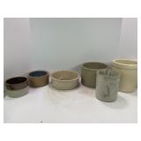 LOT OF 6 PRIMITIVE STONEWARE CROCK