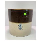 THREE GALLON HEART PRIMITIVE STONEWARE CROCK