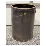 20 GALLON PRIMITIVE STONEWARE CROCK