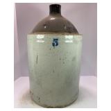 5 GALLON PRIMITIVE STONEWARE CROCK WHISKEY JUG