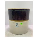 2 GALLON PRIMITIVE STONEWARE CROCK
