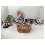 COCA-COLA COLLECTIBLES - MUGS, STOCKING HOLDER,
