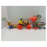 VINTAGE FISHER PRICE PULL TOYS - BUZZY OFF, JALOPY