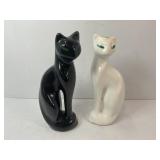 MID CENTURY MODERN CERAMIC CATS WITH GREEN EYES