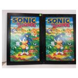 LOT OF 2 SONIC THE HEDGEHOG FRAMED WALL DECOR