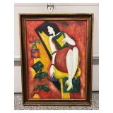 LARGE CANVAS PAINTING LADY ON A CHAIR