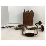 VINTAGE HAND DRILLS WITH BIT SET