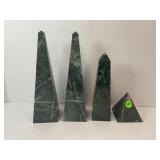 VINTAGE GREEN MARBLE OBELISKS PYRAMIDS