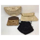 VINTAGE BON SOIR STYLE BLACK BEADED EVENING POUCH,