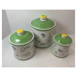 3 PIECE BUTTERFLY CERAMIC CANISTER SET