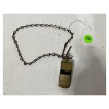 BRASS U.S. OFFICERS MILITARY CORK WHISTLE W/CHAIN