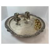 LOT OF PLATED SILVER ITEMS- SERVING TRAYS,