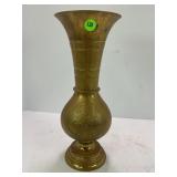 HEAVY BRASS ANTIQUE VASE - 12'  TALL