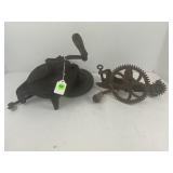 VINTAGE BENCH MOUNT HAND GRINDER AND VINTAGE